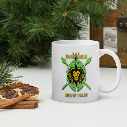 White Divine Shield mug