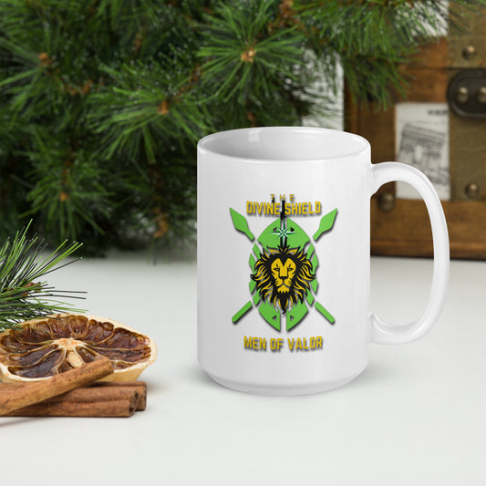 White Divine Shield mug